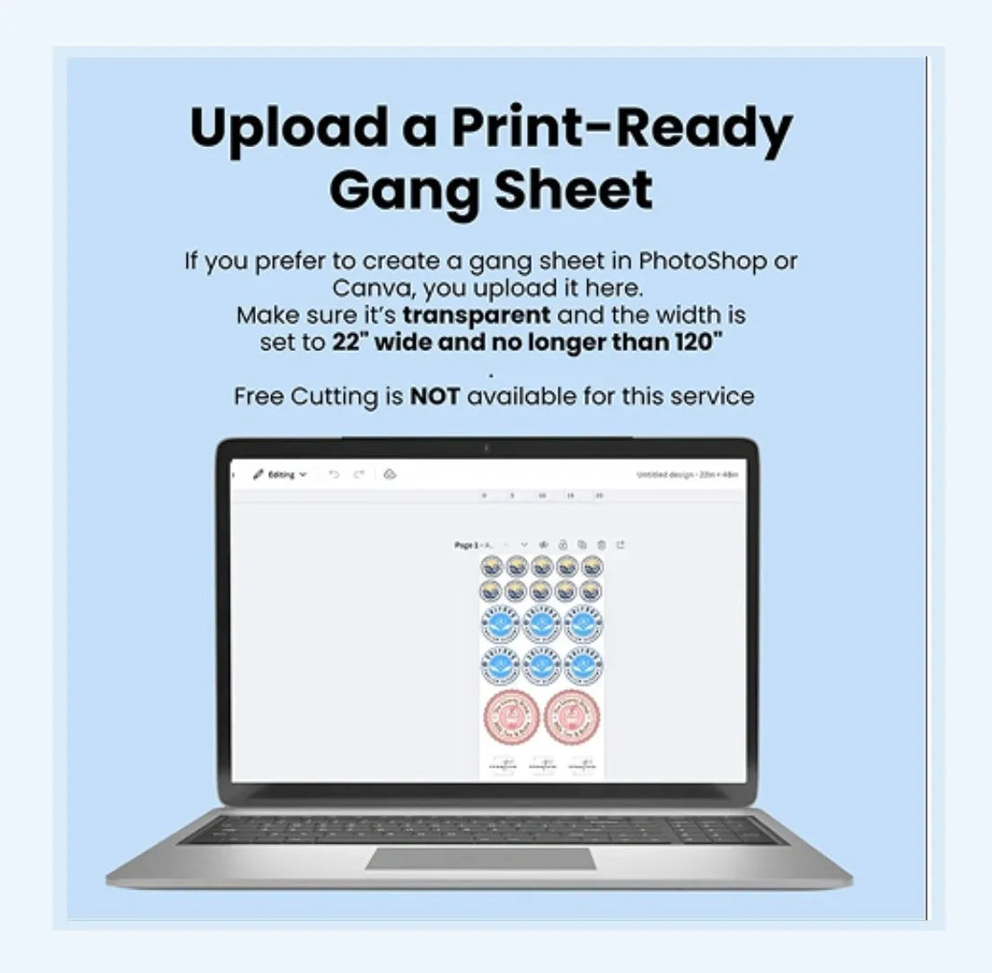 Upload Print-Ready Gang Sheets (DTF)