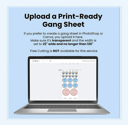Upload Print-Ready Gang Sheets (DTF)
